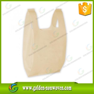 Eco Friendly Customized LOGO Non Woven T Shirt Bag made by Quanzhou Golden Nonwoven Co.,ltd